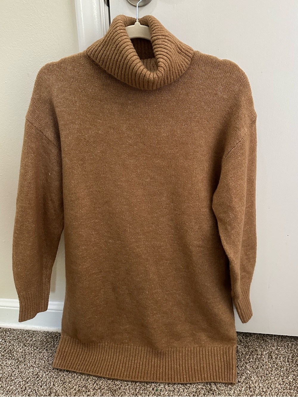Mango MNG Camel Turtleneck Sweater Dress